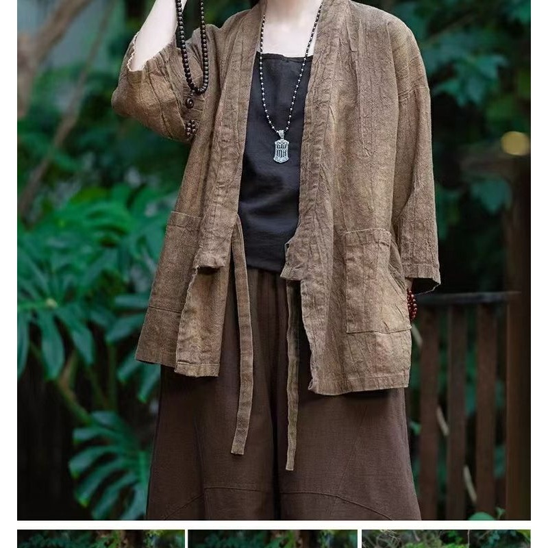 Vintage Fashion Jacket - Damska bluzka w stylu chińskim z