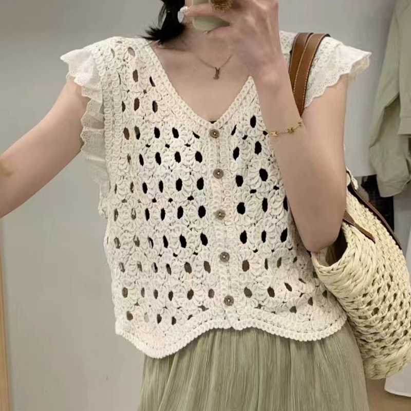 Crochet Top Boho - Damska letnia bluzka kardigan w stylu