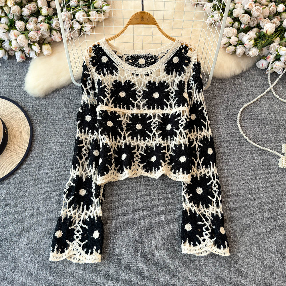 Crochet Top Boho - Kwiatowy top szydełkowy dla kobiet, z