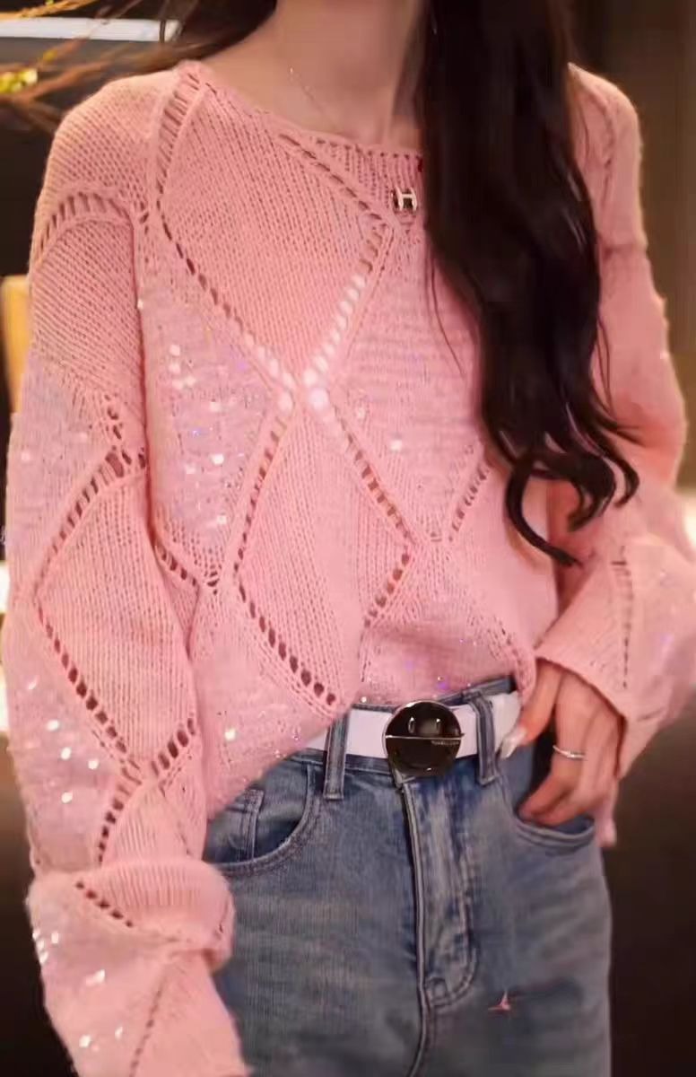 Crochet Top Boho - Damski sweter w stylu boho chic