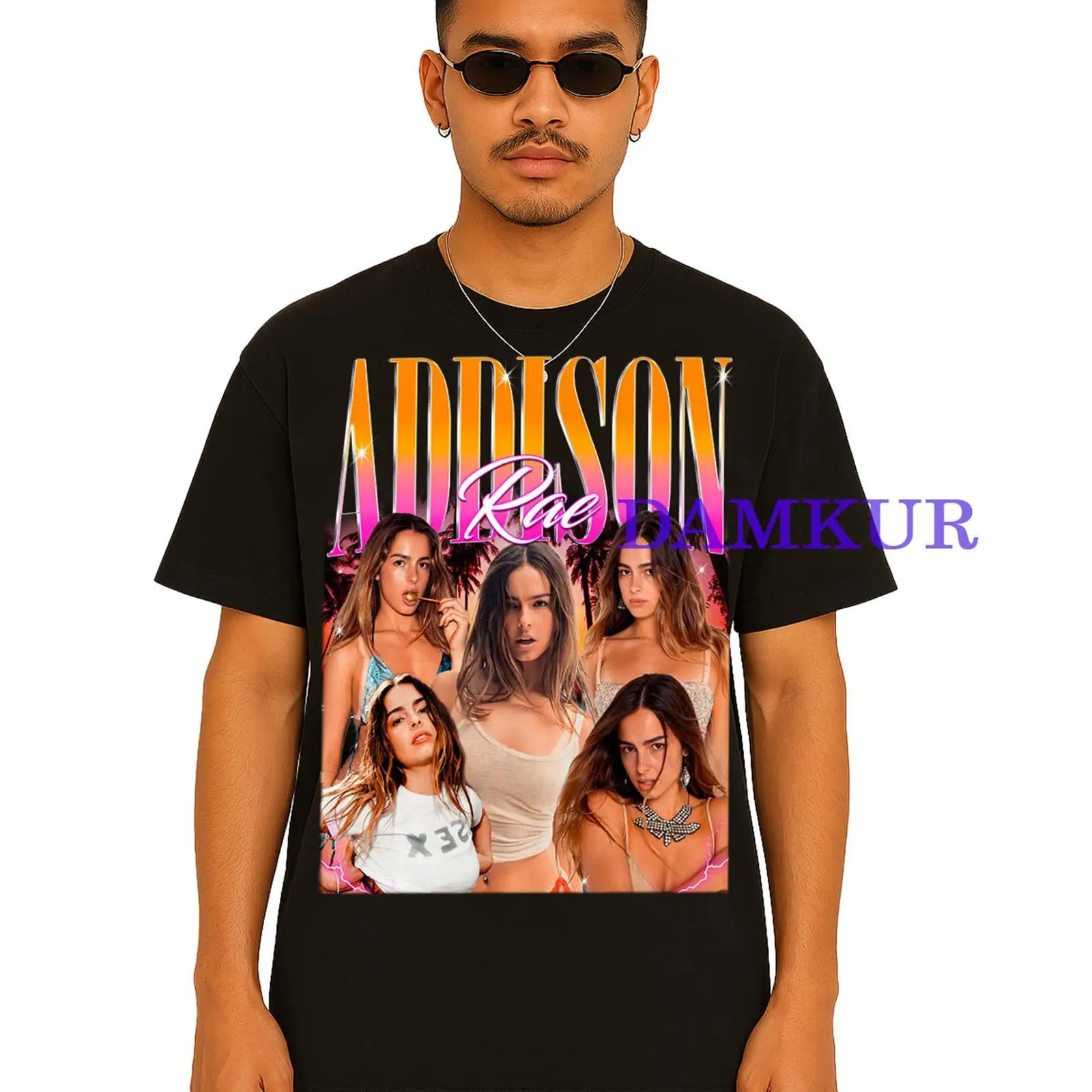 Vintage Fashion Influencers - Vintage'owa koszulka Addison Rae Bootleg, hip-hopowa,