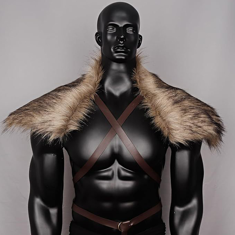 Vintage Trench Coat - Męska średniowieczna peleryna ze sztucznego futra