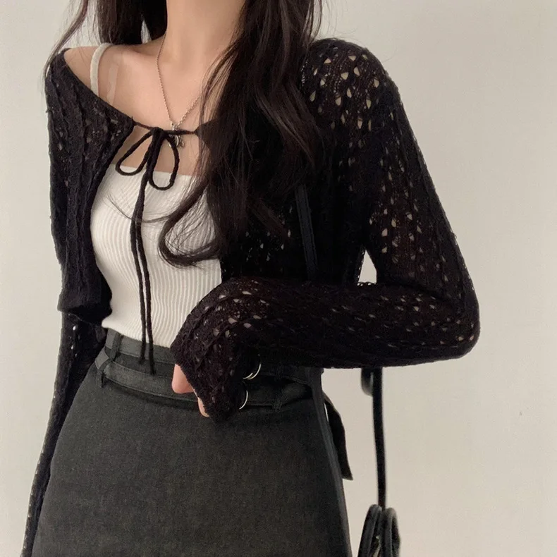 Damski krótki kardigan wiązany – Crochet Top Boho recenzja i cena