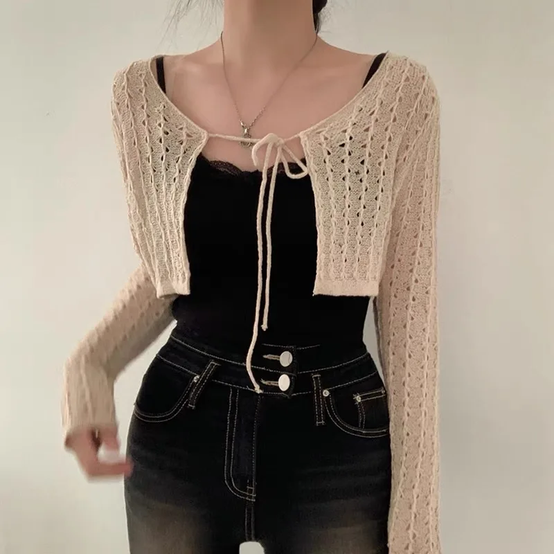 Damski krótki kardigan wiązany – Crochet Top Boho recenzja i cena