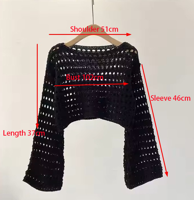 Dzianinowy top z długim rękawe – Crochet Top Boho recenzja i cena
