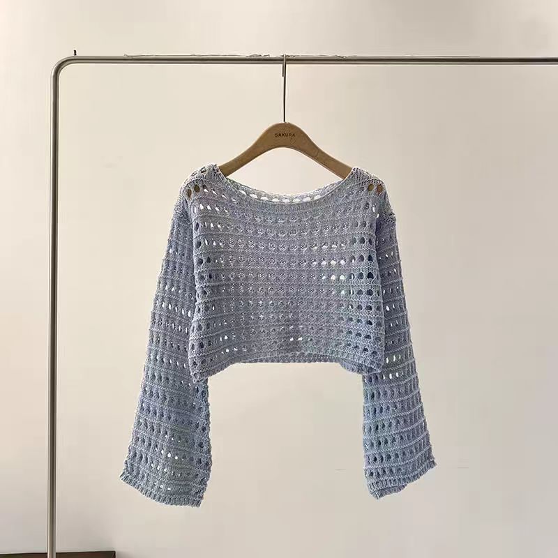 Dzianinowy top z długim rękawe – Crochet Top Boho recenzja i cena