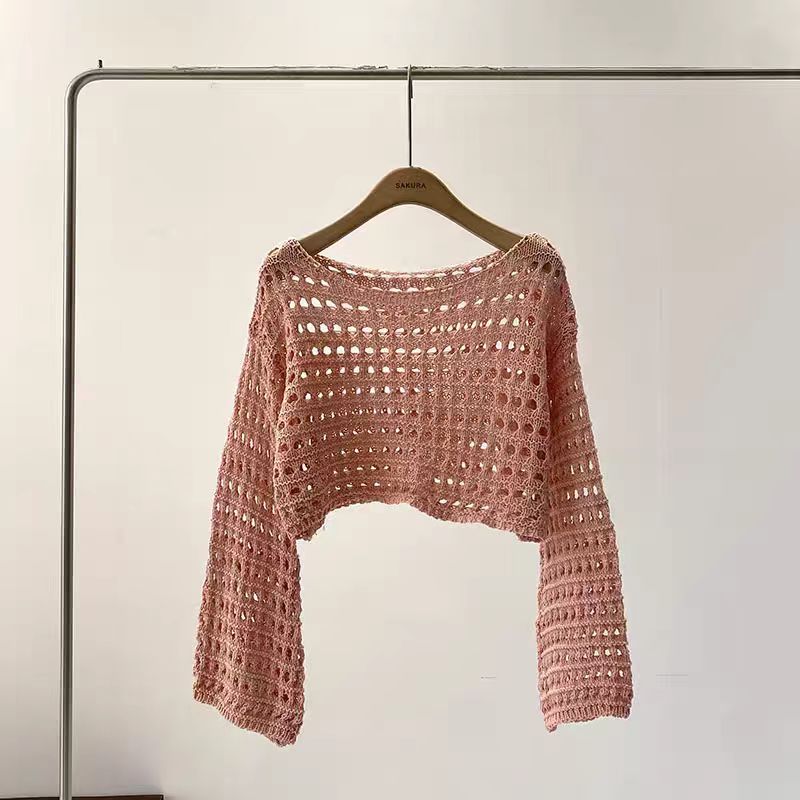 Dzianinowy top z długim rękawe – Crochet Top Boho recenzja i cena