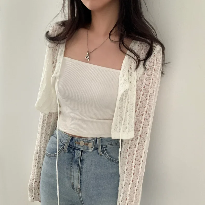 Damski krótki kardigan wiązany – Crochet Top Boho recenzja i cena